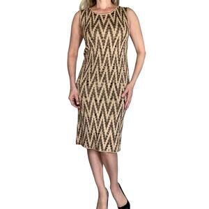Vintage Jones New York Chevron Sweater Dress S Knit Midi Sheath